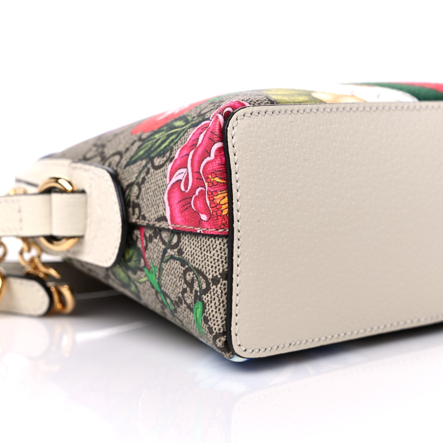 GG Supreme Monogram Flora Web GG Small Ophidia Dome Shoulder Bag White