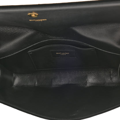 Saint Laurent Velvet Crystal Studded Classic Monogram Clutch Black 5 of 8