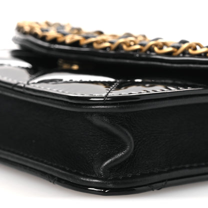 Chanel Patent Quilted Chain Around Heart Mini Chain Flap Black 10 of 12