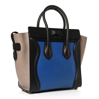 Celine Elephant Calfskin Micro Tri-Color Luggage Indigo 3 of 13