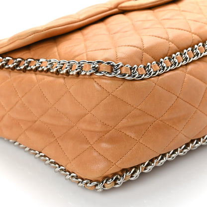 Chanel Washed Lambskin Chain Around Maxi Flap Bag Dark Beige 8 of 11