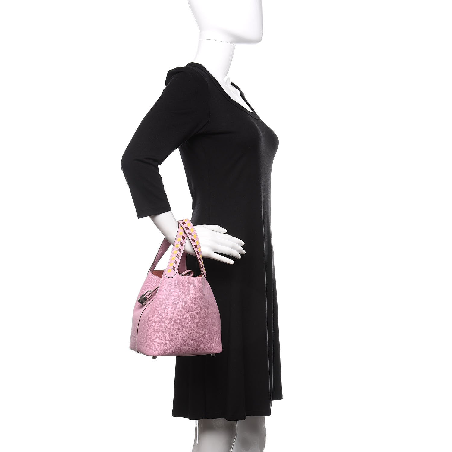 Hermes Epsom Tressage De Cuir Picotin Lock 18 PM Mauve Sylvestre Rouge H Jaune De Naples 2 of 11