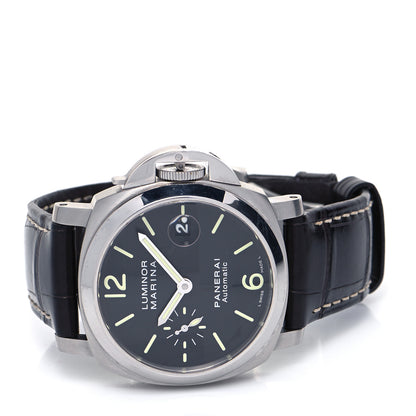 Panerai Stainless Steel Alligator 44mm Luminor Marina Automatic Watch Black PAM01104 3 of 8