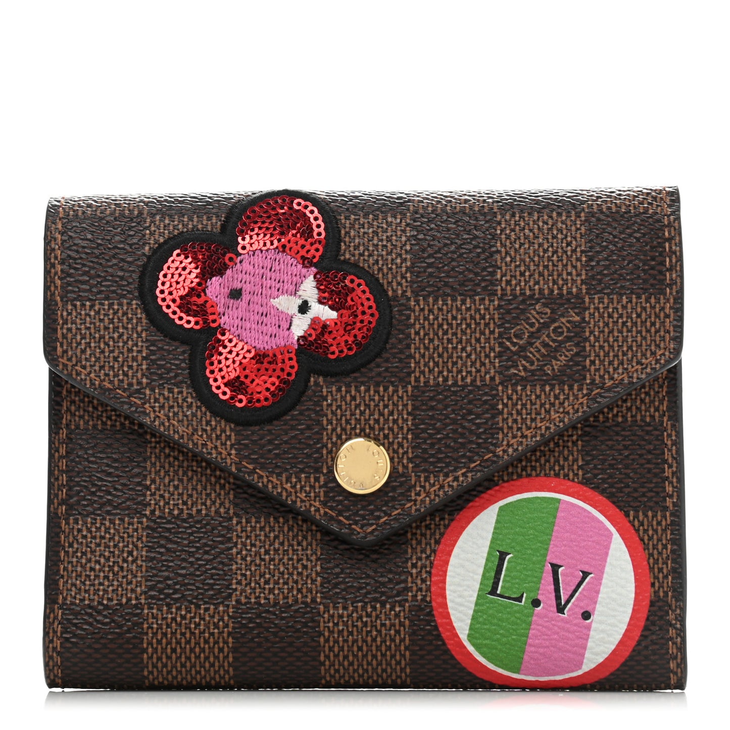 Damier Ebene Stories Victorine Wallet Red