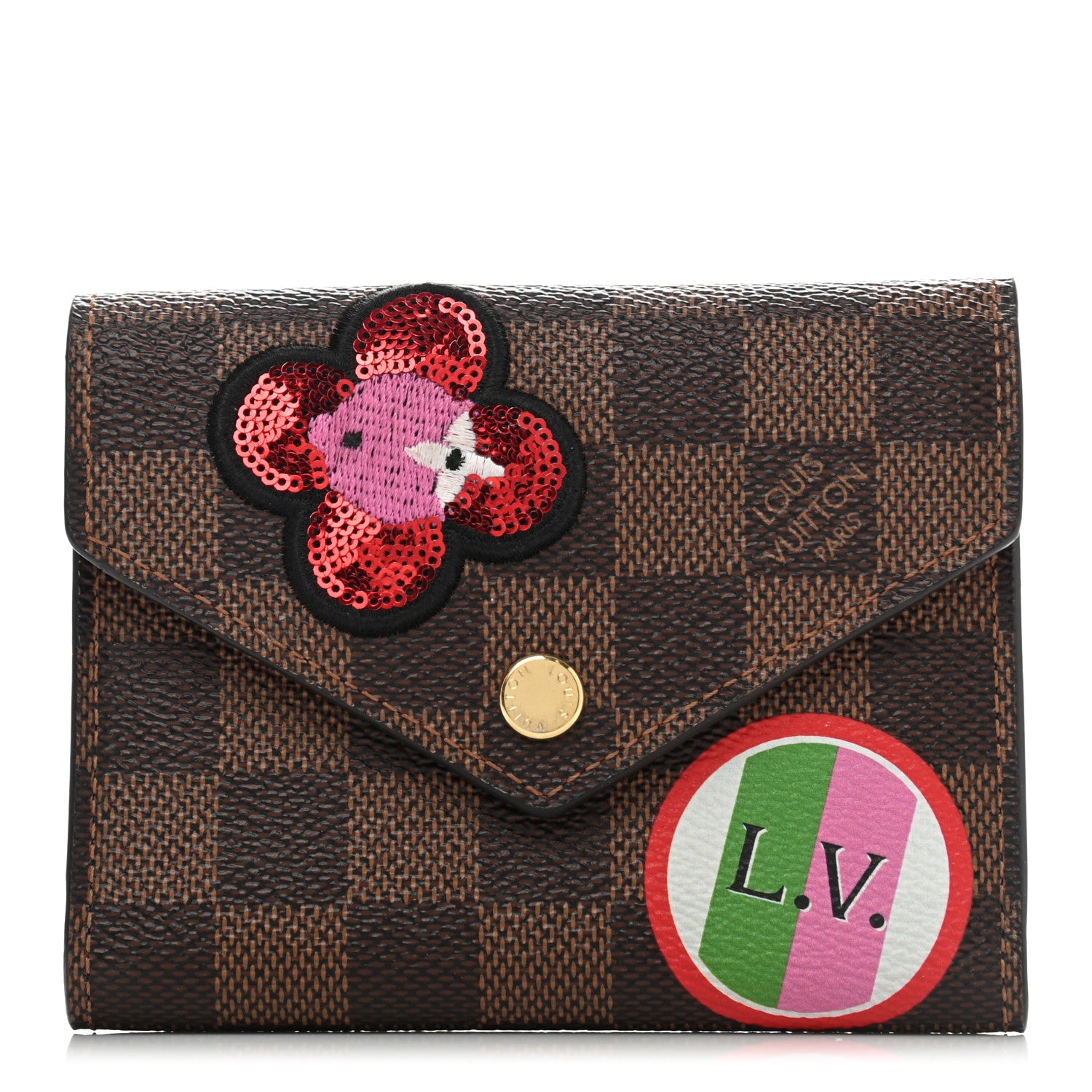 Louis Vuitton Damier Ebene Stories Victorine Wallet Red 1 of 6