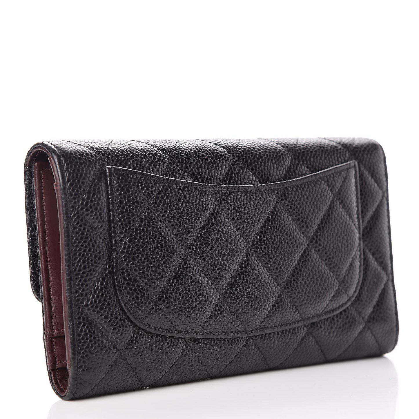 Caviar Quilted Large Flap Wallet Black