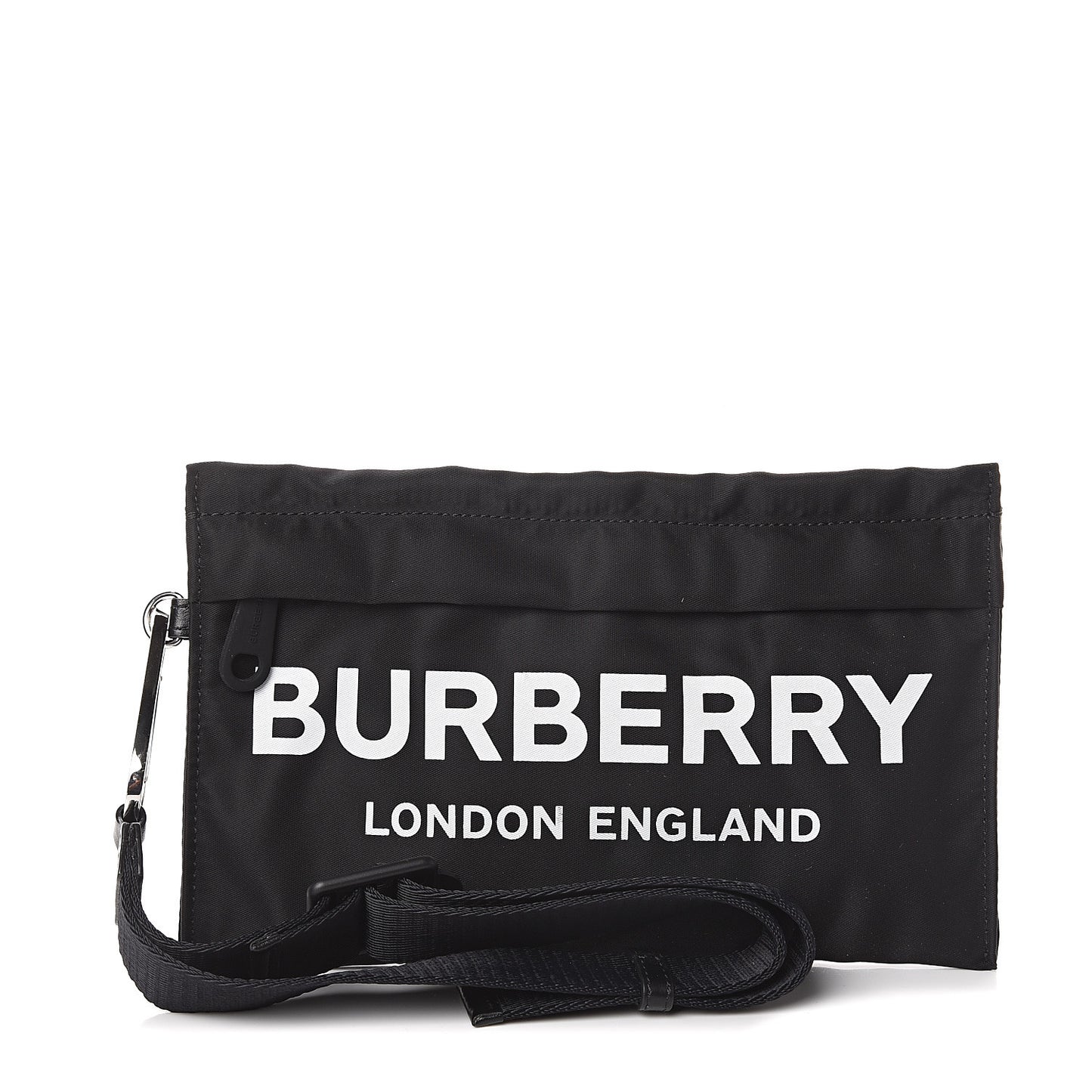 Pebble Nylon Logo Clutch Bag Black