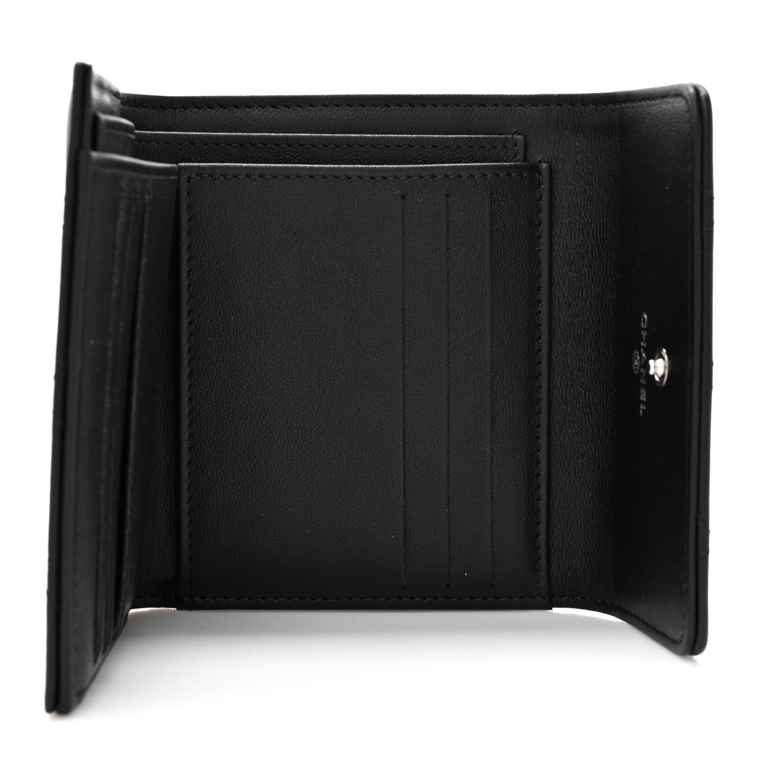 Chanel Lambskin Quilted Baguette Crystal Small Compact Wallet Black 5 of 9