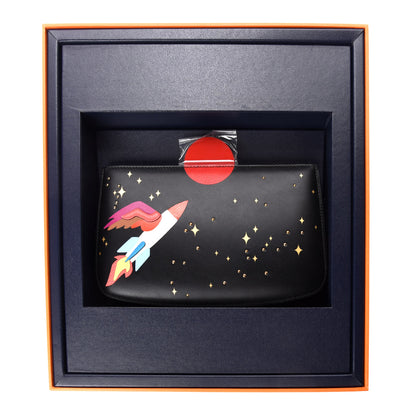 Hermes Veau Monsieur Lizard Ostrich Spaceship Sac A Malice Black Multicolor 17 of 18
