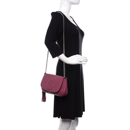 Gucci Pebbled Calfskin Medium Soho Flap Crossbody Peonia Flower 2 of 10