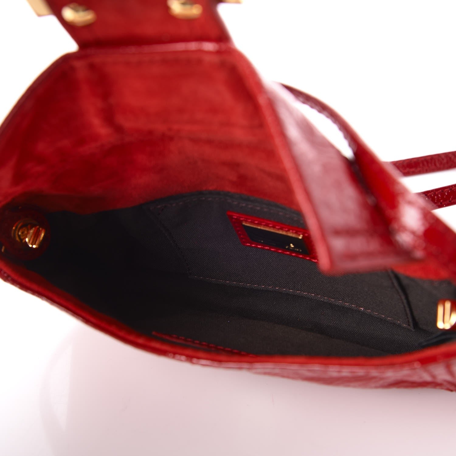 Fendi Vitello Naplak Small Convertible Baguette Rosso 5 of 13