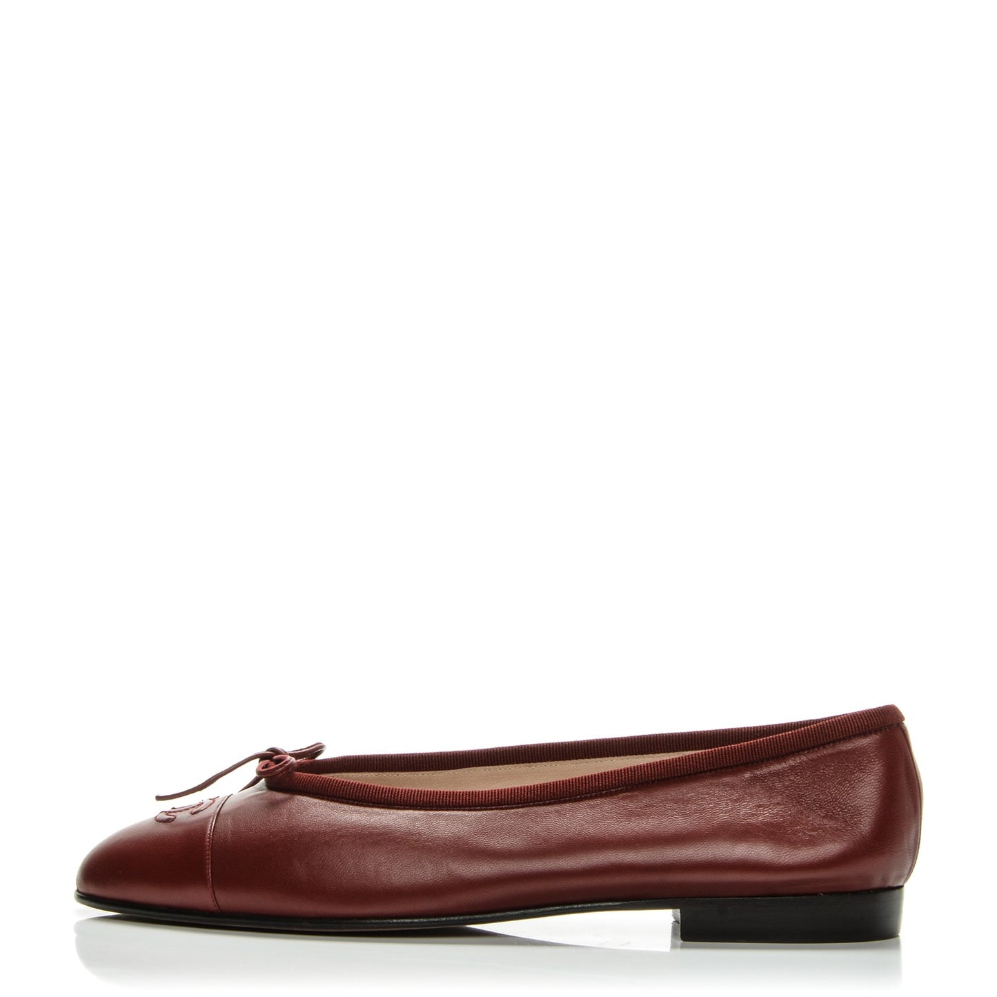 Lambskin Cap Toe Ballerina Flats 39.5 Bordeaux