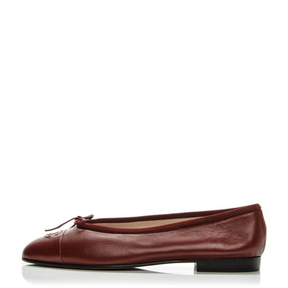 Chanel Lambskin Cap Toe Ballerina Flats 39.5 Bordeaux 1 of 7