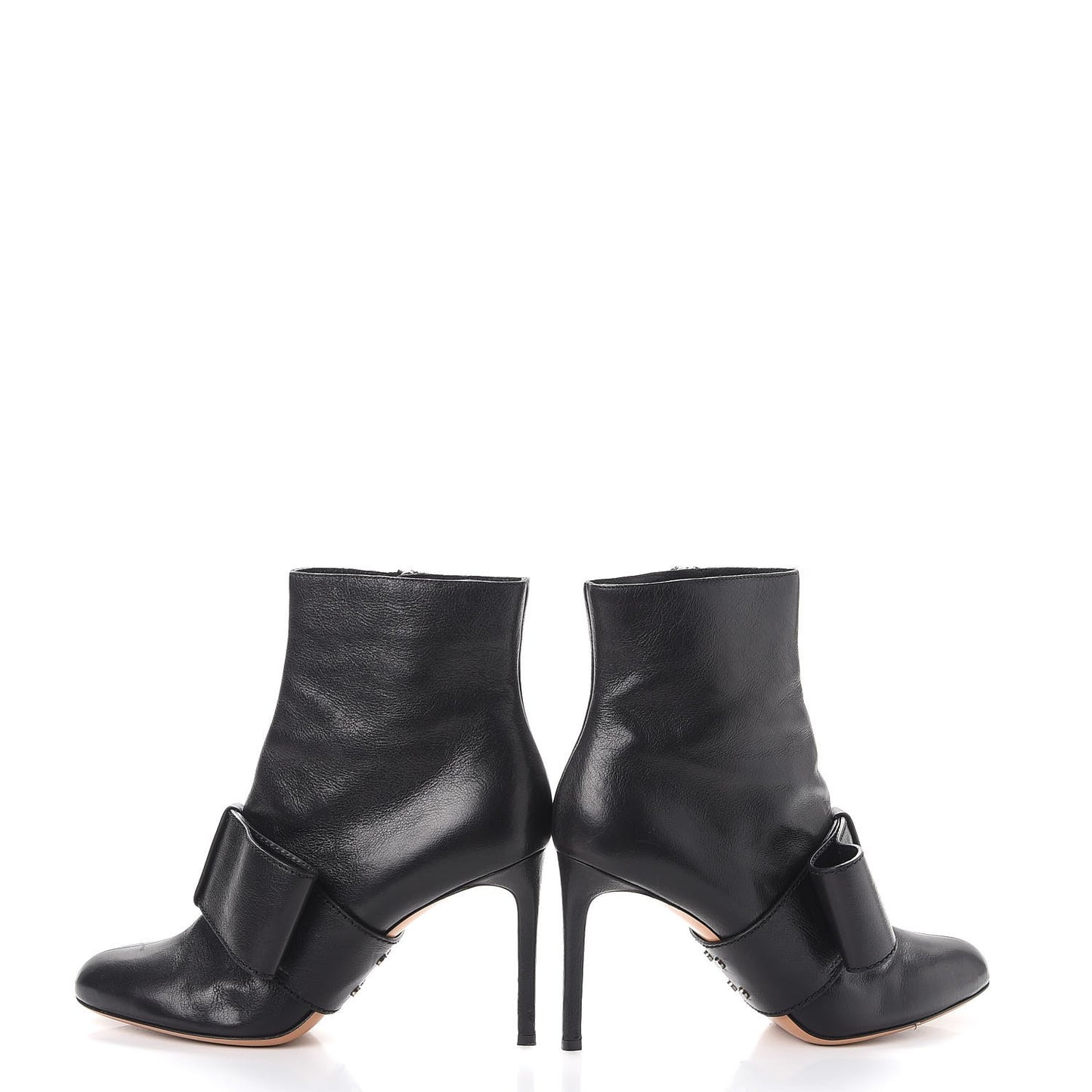 Calfskin Bow Ankle Boots 40.5 Black