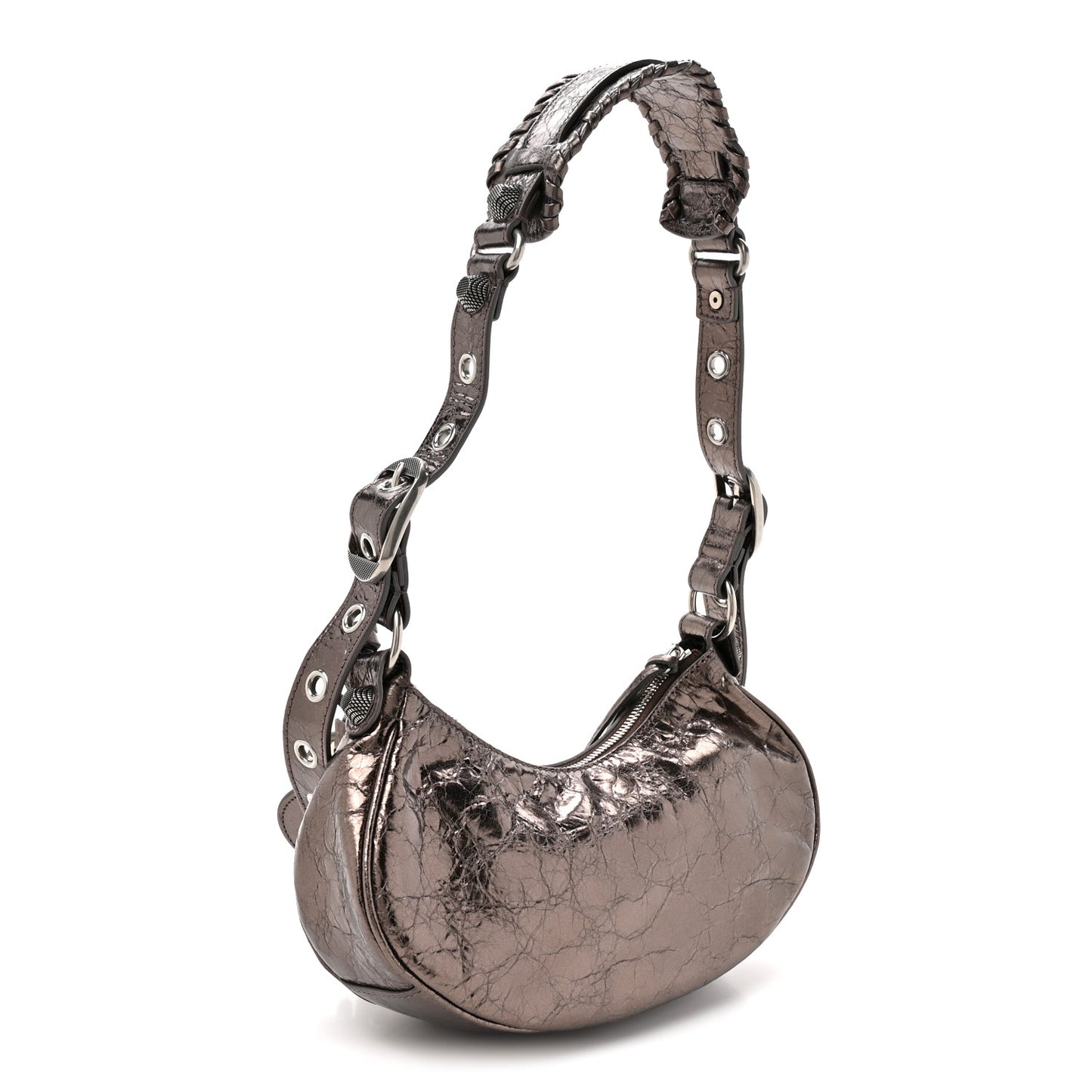 Metallic Agneau Arena Le Cagole Shoulder Bag XS Dark Bronze