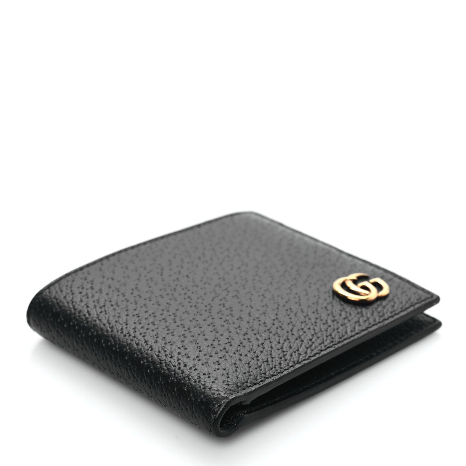 Gucci Calfskin Boar Effect GG Marmont Bi-Fold Wallet Black 4 of 8