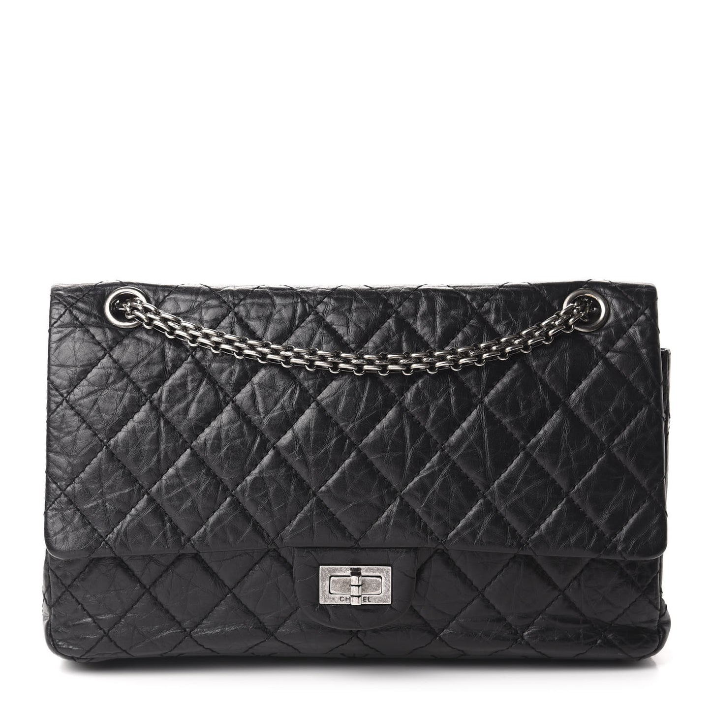 Aged Calfskin Quilted 2.55 Reissue 226 Flap Black