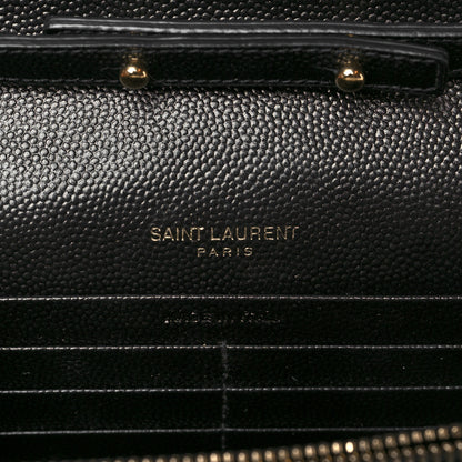 Saint Laurent Grain De Poudre Matelasse Chevron Monogram Chain Wallet Black 6 of 9