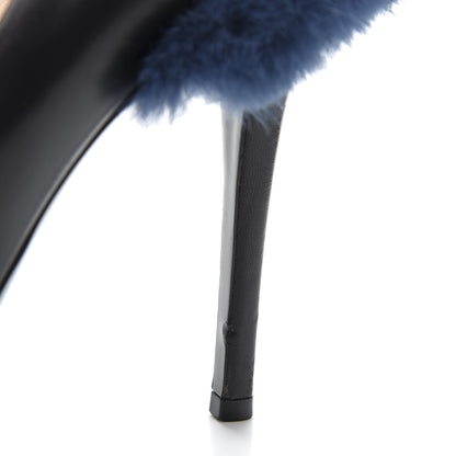 Fendi Calfskin Mink Fur Decollete Pumps 39.5 Black 9 of 10