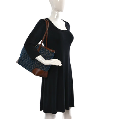 Gucci New Denim GG Monogram Medium Ophidia Shopping Tote Blue Tea Cuir 3 of 9