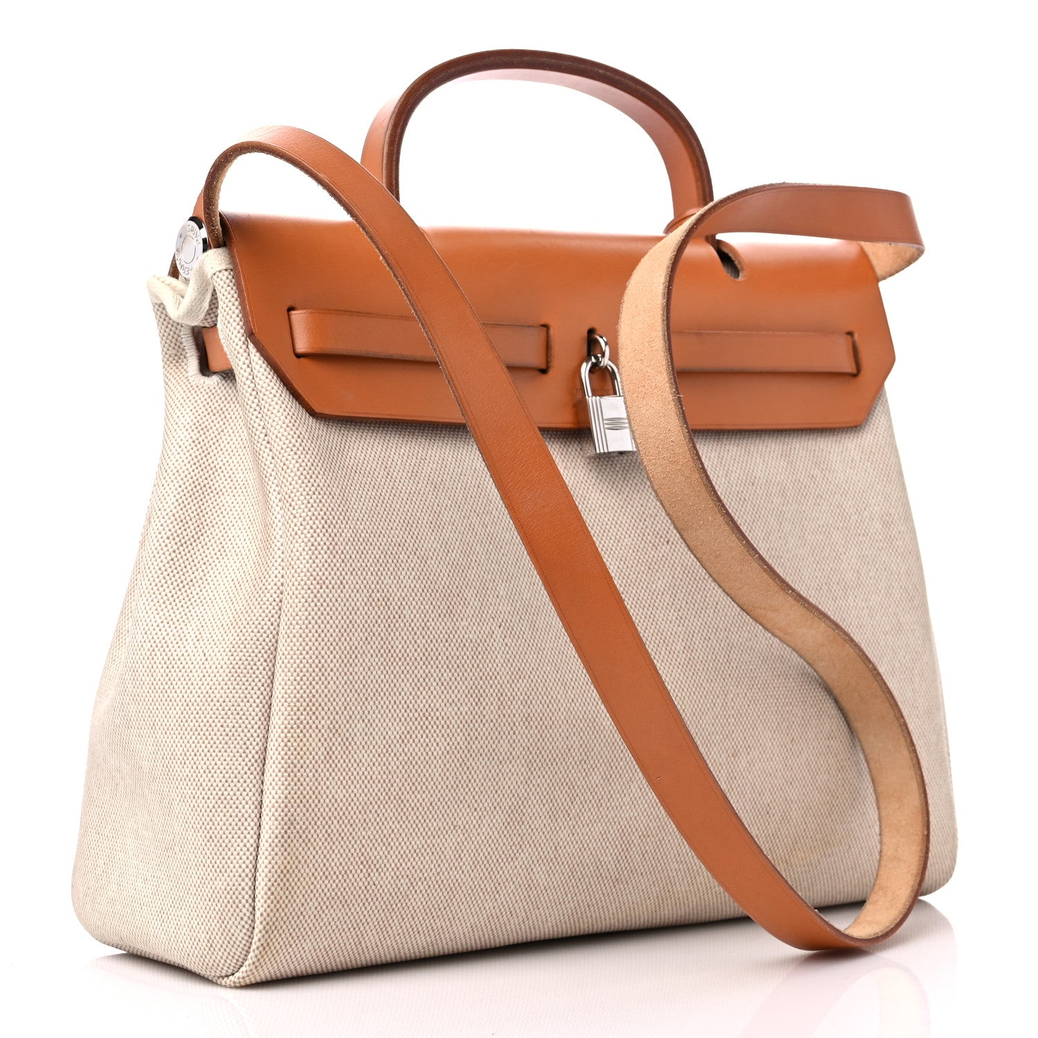 Hermes Toile Vache Calfskin Herbag 30 PM Black Natural 4 of 20