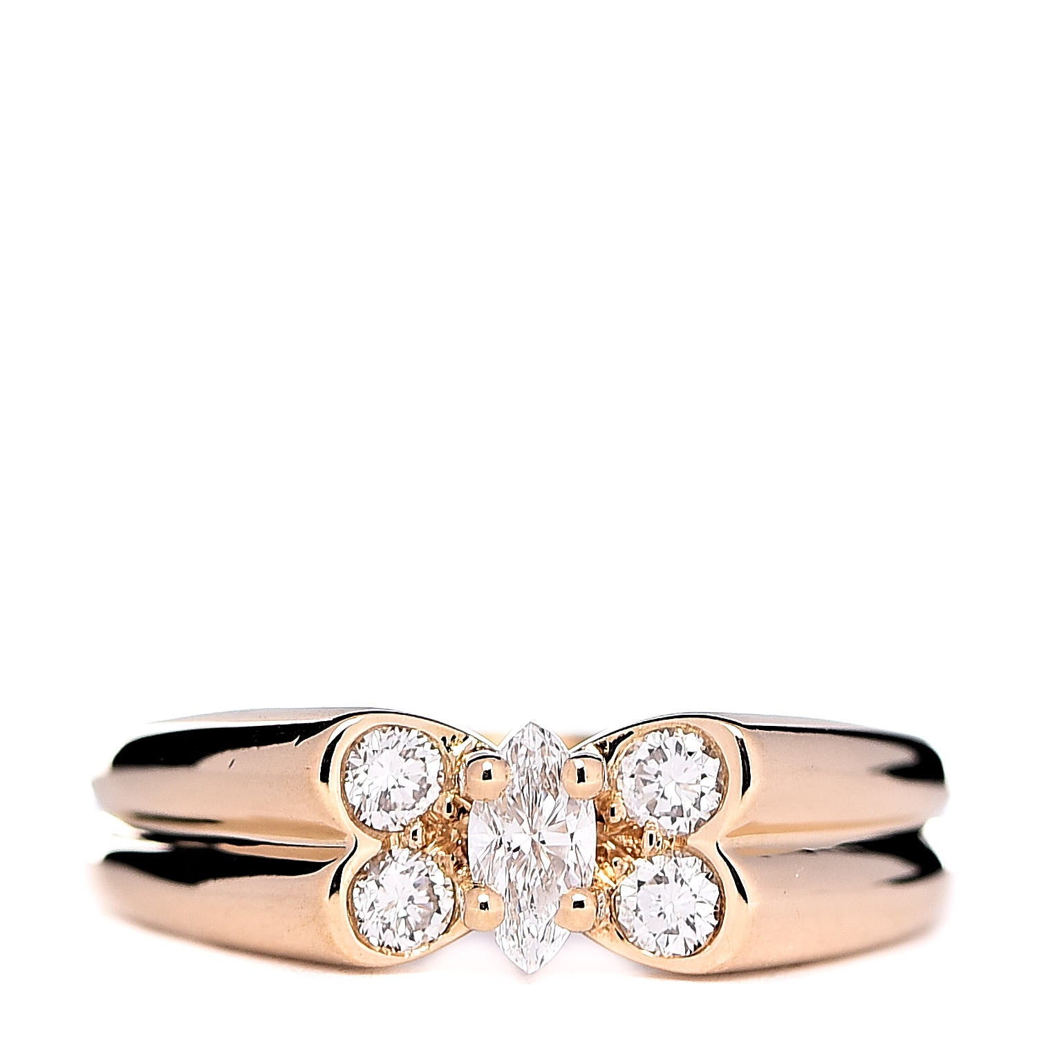 Van Cleef & Arpels 18K Yellow Gold Diamond Butterfly Ring 49 4.75 1 of 6
