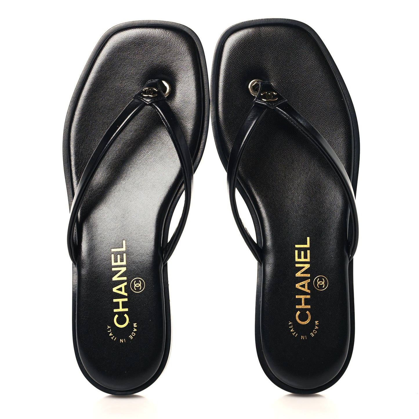 Goatskin Times Square Thong Sandals 37 Black