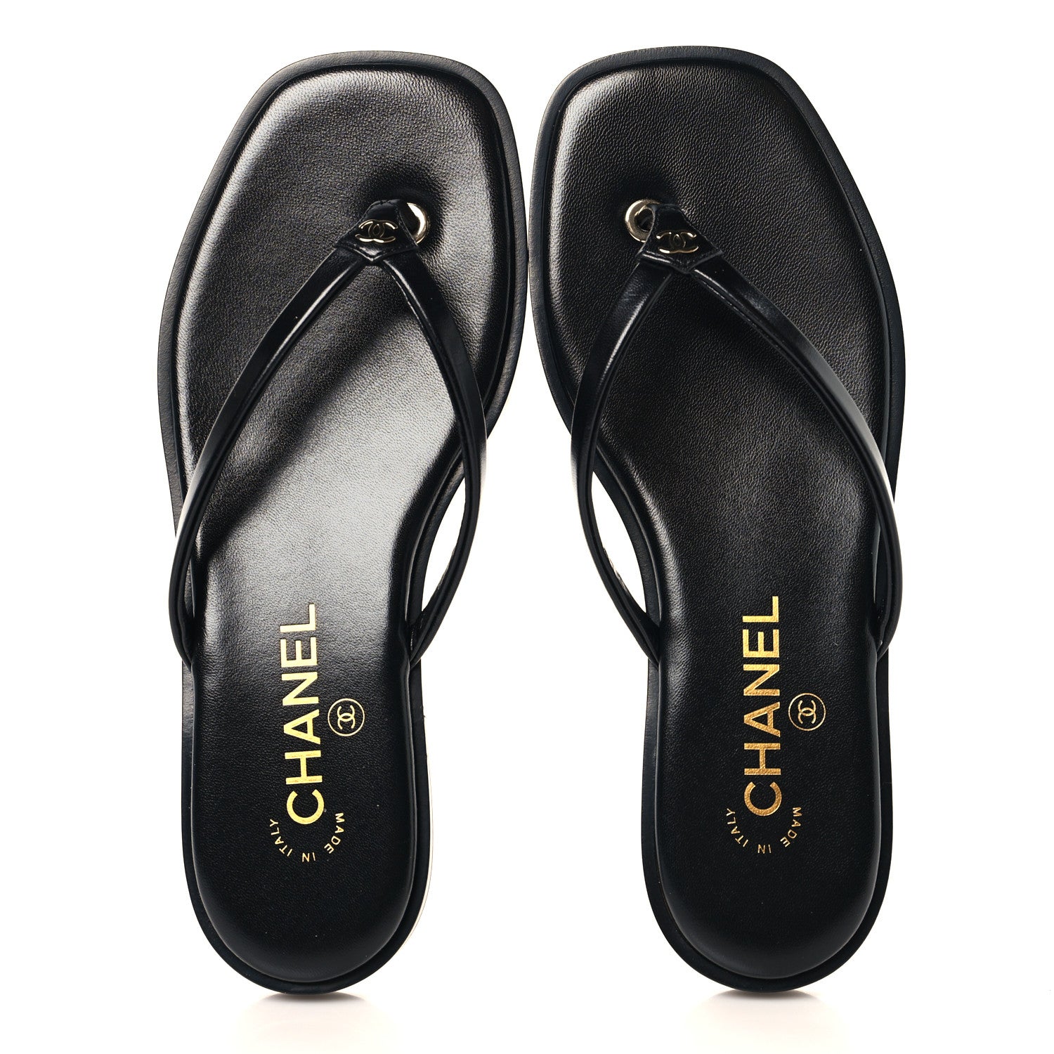 Chanel Goatskin Times Square Thong Sandals 37 Black 3 of 10