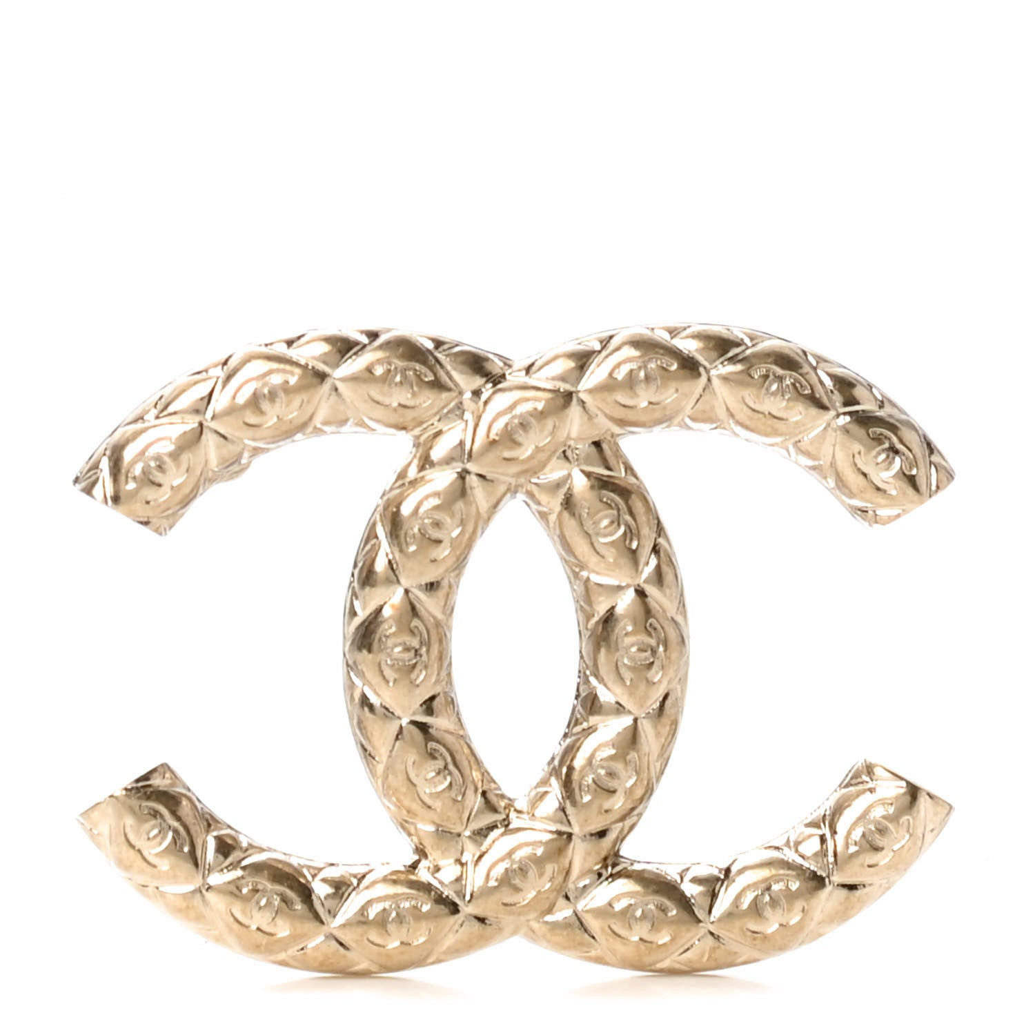 Chanel Metal CC Diamond Quilted Brooch Light Gold 1 of 2