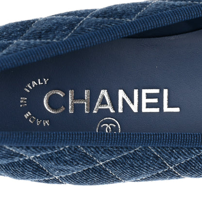 Chanel Washed Denim Quilted Cap Toe CC Ballerina Flats 36.5 Blue 8 of 10