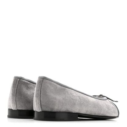 Chanel Velvet Cap Toe Ballerina Flats 36.5 Grey Green 5 of 12