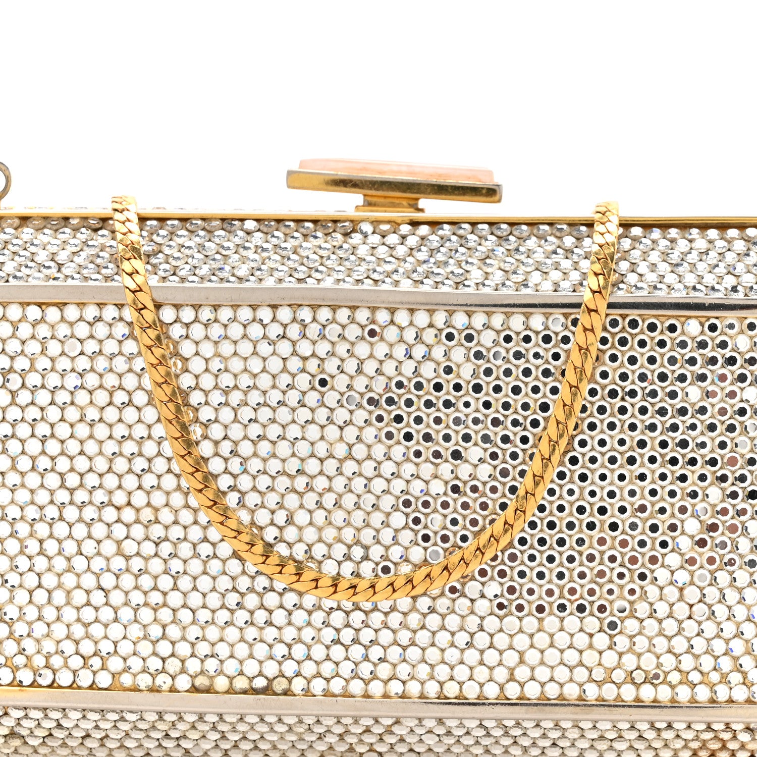 Judith Leiber Swarovski Crystal Minaudiere Clutch Silver Gold 5 of 13