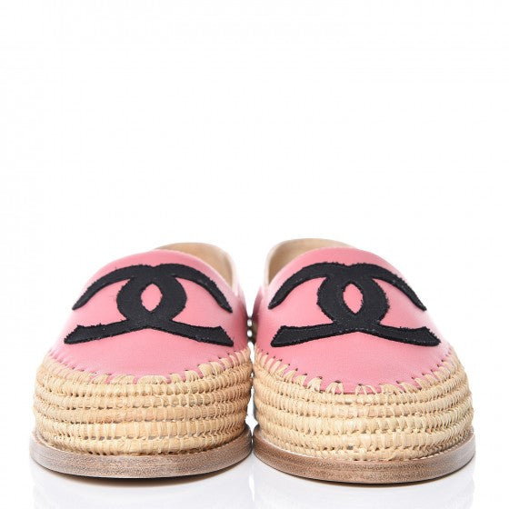 Lambskin Grosgrain CC Espadrilles 35 Pink Black