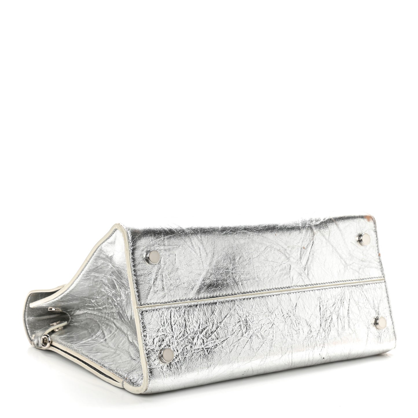 Metallic Calfskin Medium Diorever Flap Silver