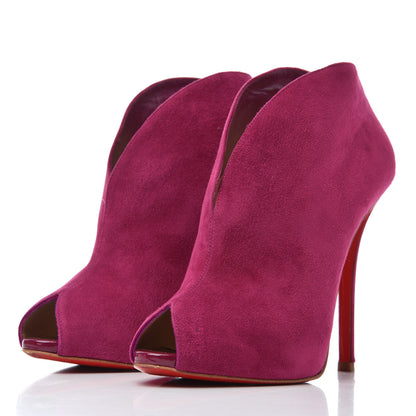 Christian Louboutin Veau Velours Chester Fille 120 Ankle Bootie 38.5 Fuchsia 3 of 15