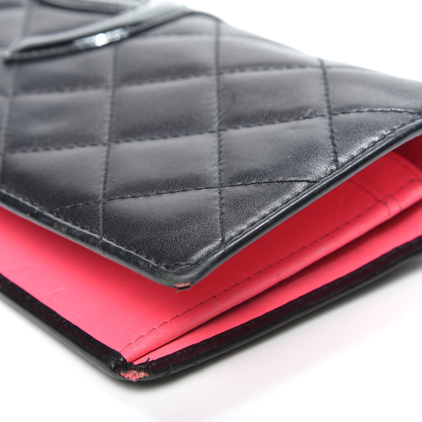 Calfskin Quilted Cambon Yen Wallet Black