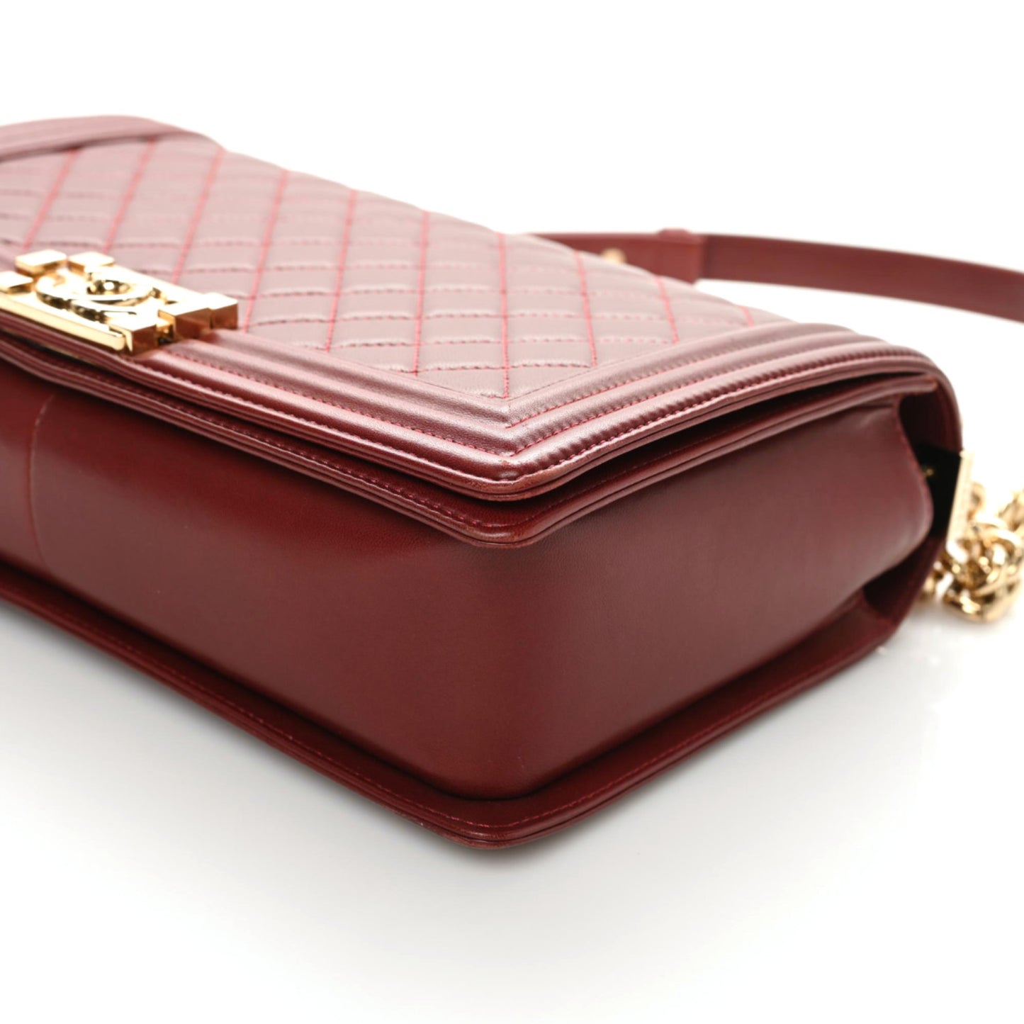 Lambskin Quilted New Medium Boy Flap Dark Red