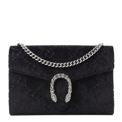 Gucci Velvet GG Monogram Mini Dionysus Chain Wallet Black 1 of 10