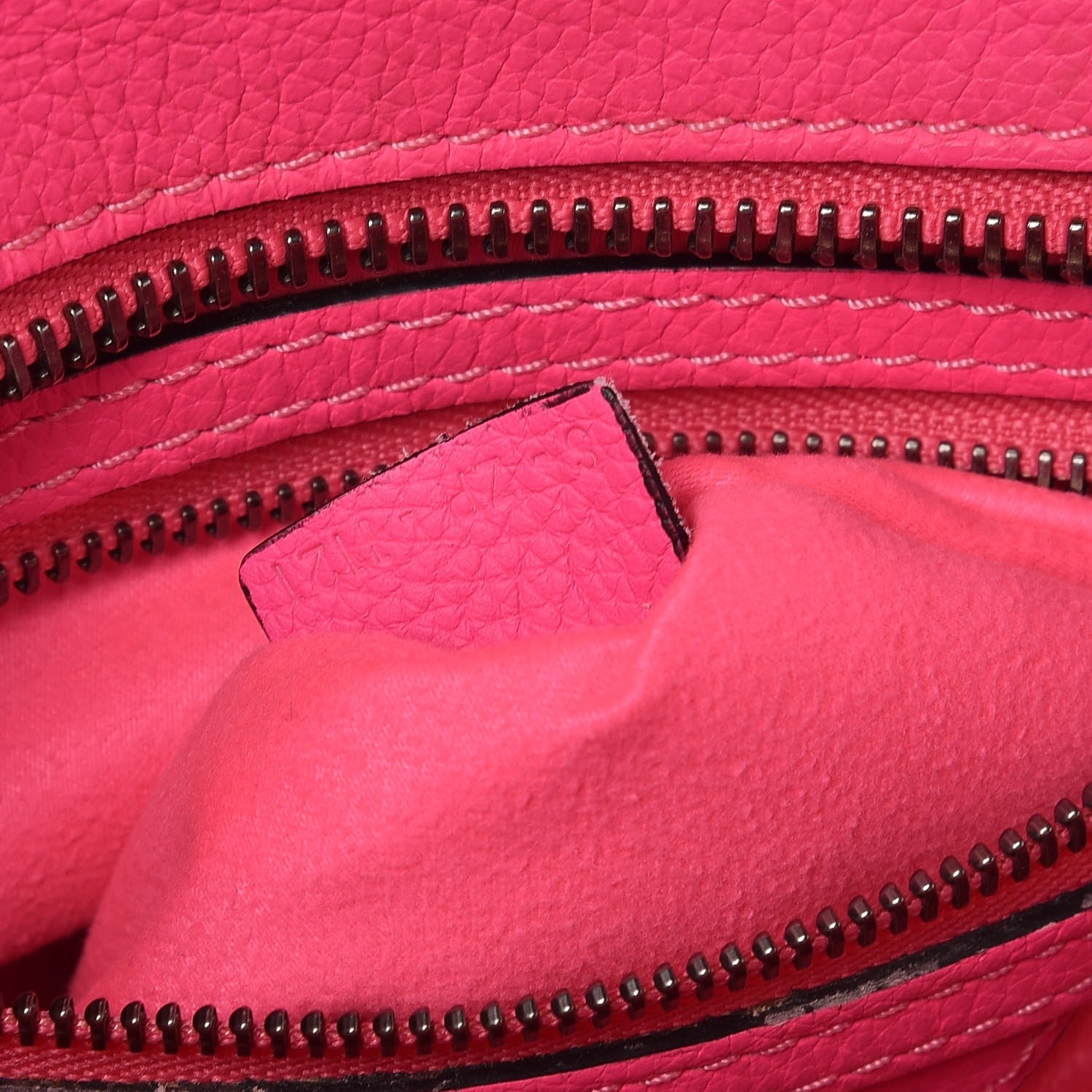 Celine Drummed Calfskin Micro Luggage Fluo Pink 8 of 13