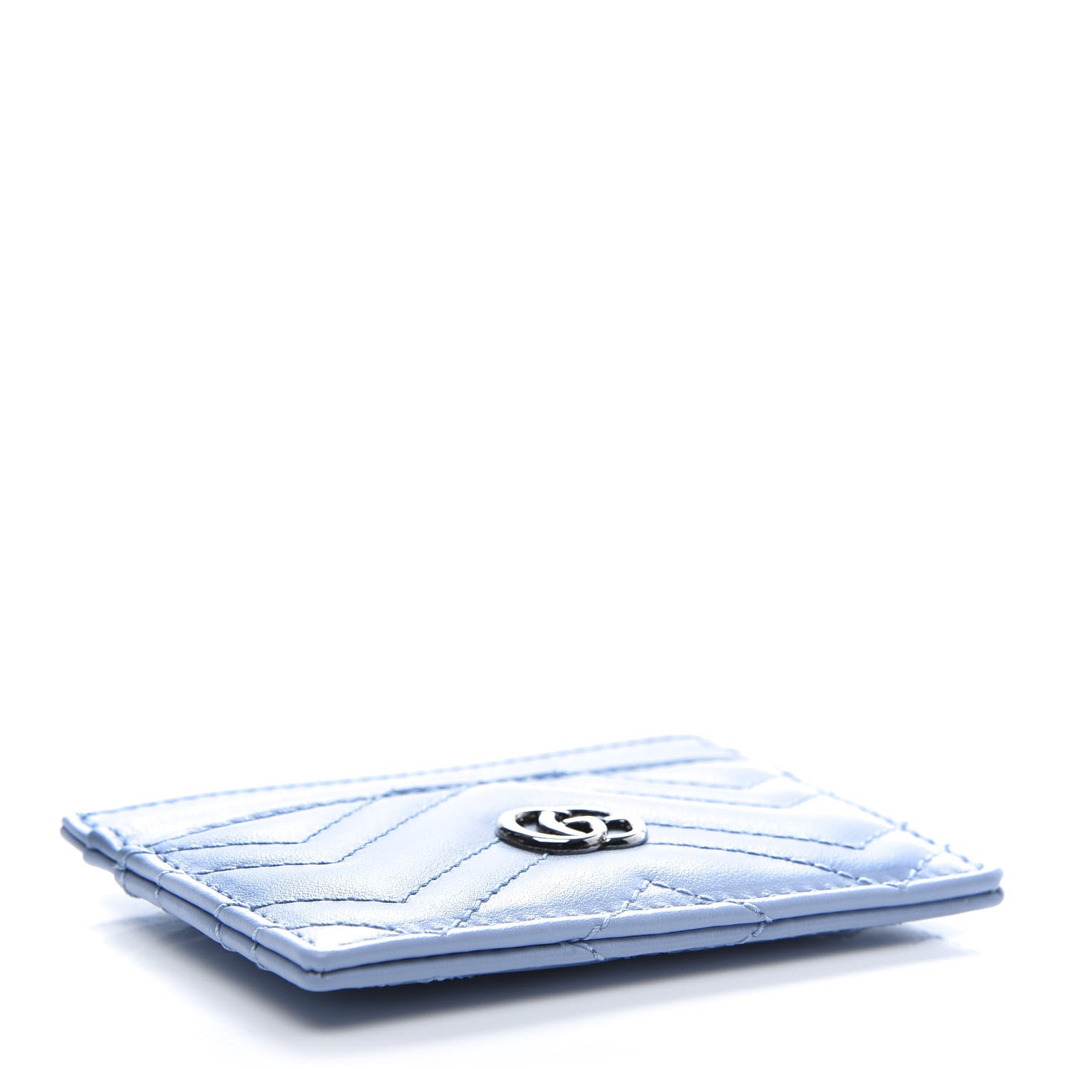 Gucci Calfskin Matelasse GG Marmont Card Holder Porcelain Light Blue 4 of 9