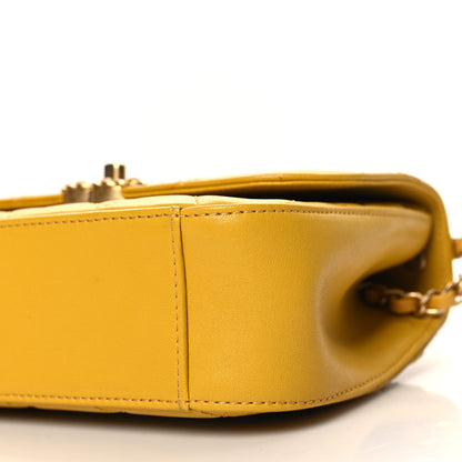 Chanel Lambskin Quilted Small Chain Infinity Top Handle Flap Yellow 10 of 10
