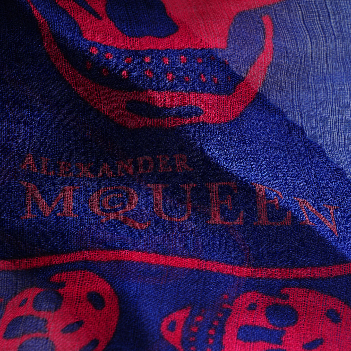 Silk Chiffon Skull Scarf Blue Hot Pink