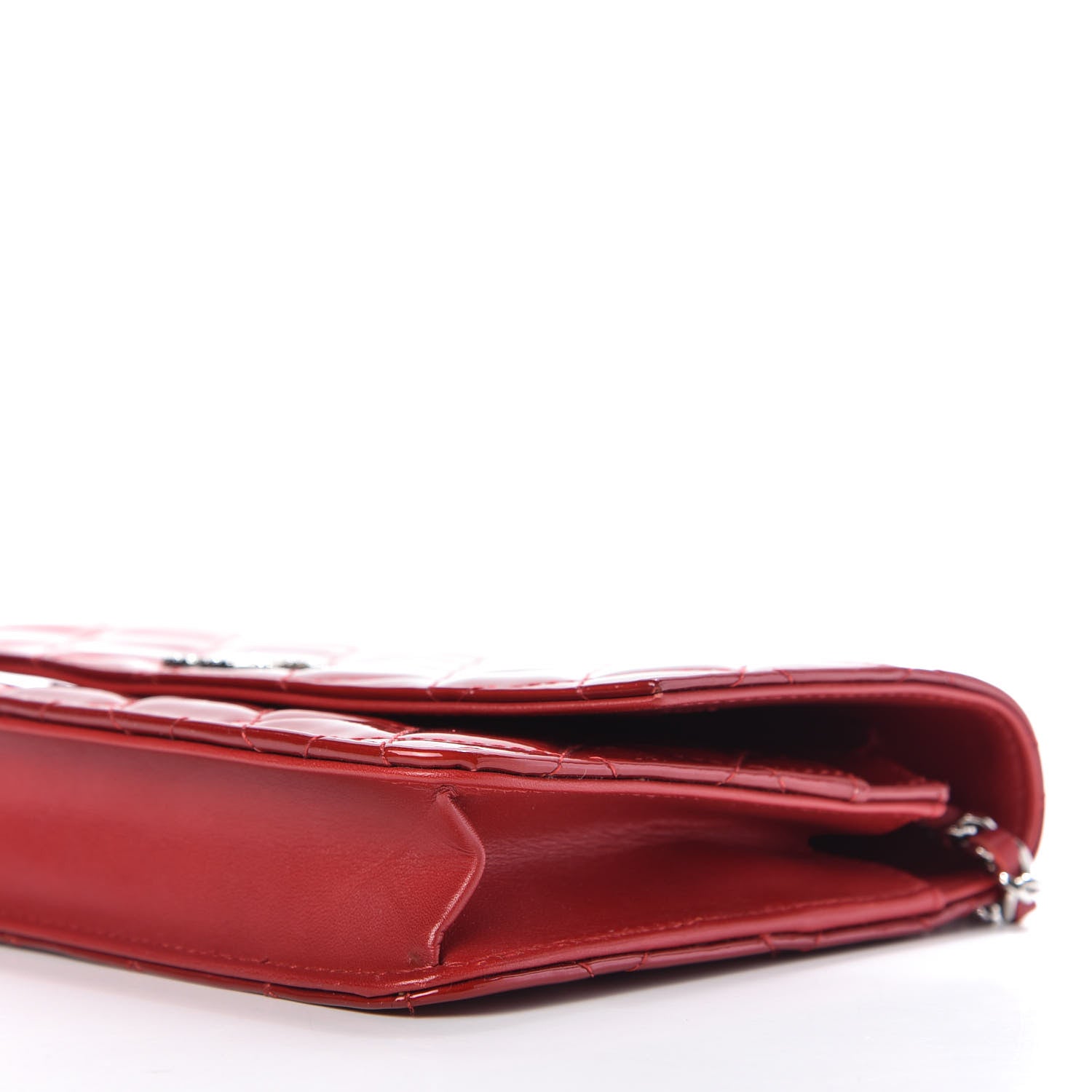 Chanel Patent Quilted Brilliant Wallet On Chain WOC Red 7 of 10