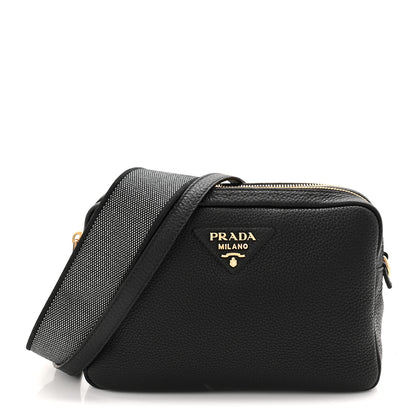 Prada Vitello Daino Soft Medium Double Zip Shoulder Bag Black 1 of 10