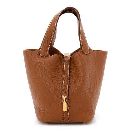 Hermes Taurillon Clemence Picotin Lock 18 PM Gold 1 of 9