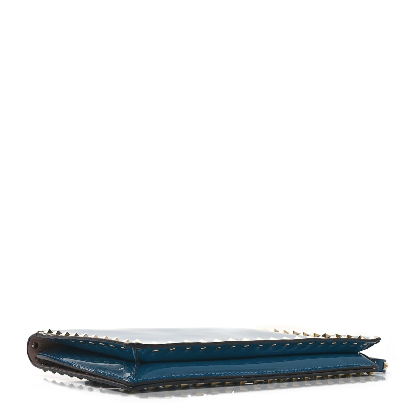 Patent Rockstud Wristlet Clutch Blue
