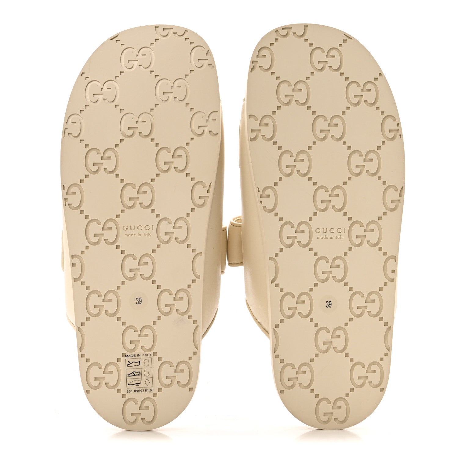 Gucci Calfskin Double G Crystal Womens Isla Dad Sandals 39 Ivory 6 of 9