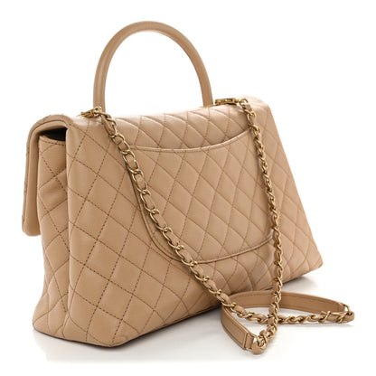 Chanel Caviar Quilted Medium Coco Handle Flap Beige 3 of 10