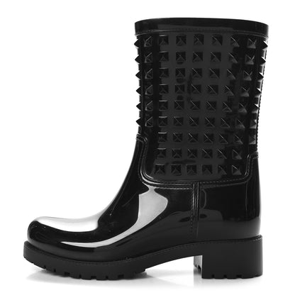 Valentino Garavani Rubber Rockstud Short Rainboots 37 Black 1 of 8