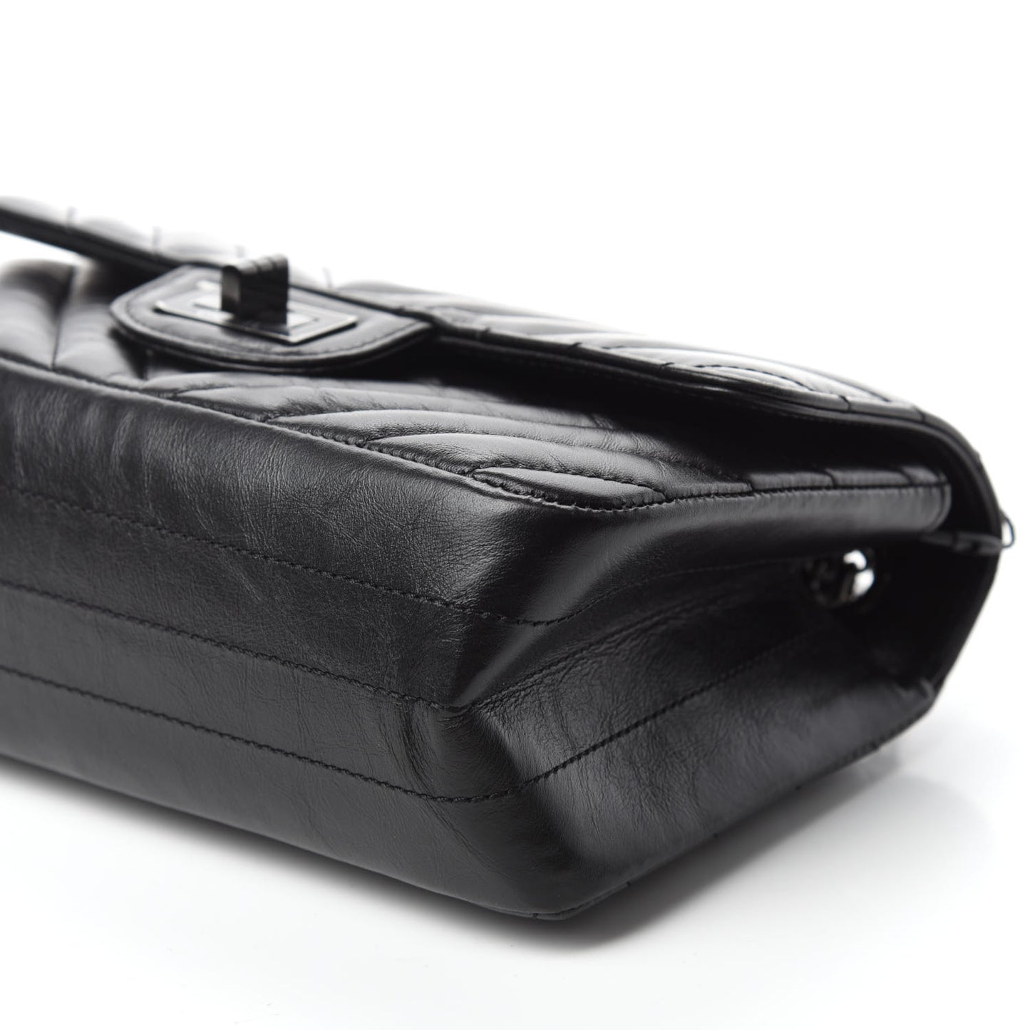 Aged Calfskin Chevron Quilted 2.55 Reissue Mini Flap So Black